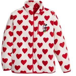 Disney Minnie Mouse Valentine Heart Fleece Zip Up Jacket size Small